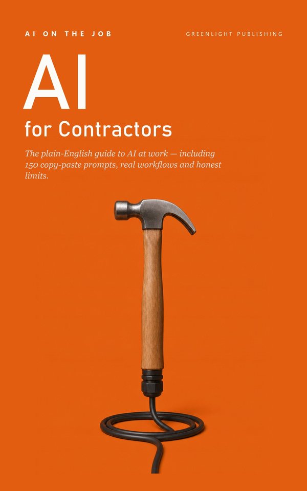 Cover of AI for Contractors & Construction Managers: a steel claw hammer head and its handle
