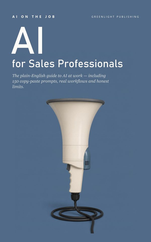 Cover of AI for Sales Professionals: a megaphone with its horn opening upward and its grip running down