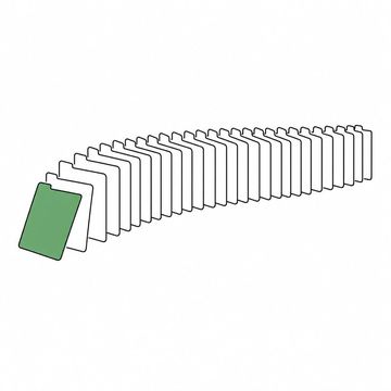 Line illustration: about thirty manila file folders standing upright on their edges in a long gentle arc like a row of dominoes with the first folder leaning into the second, every folder and tab blank and unmarked with no lettering or numbers, the first folder the accent colour