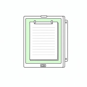 Line illustration: a wall-mounted X-ray viewing lightbox with an ordinary paperwork form clipped to it in place of a radiograph, the form blank apart from faint ruled lines and carrying no lettering, numbers or markings of any kind, the lit panel the accent colour